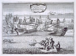 Vechtende galeien van Mustapha Bassa, illustratie uit 